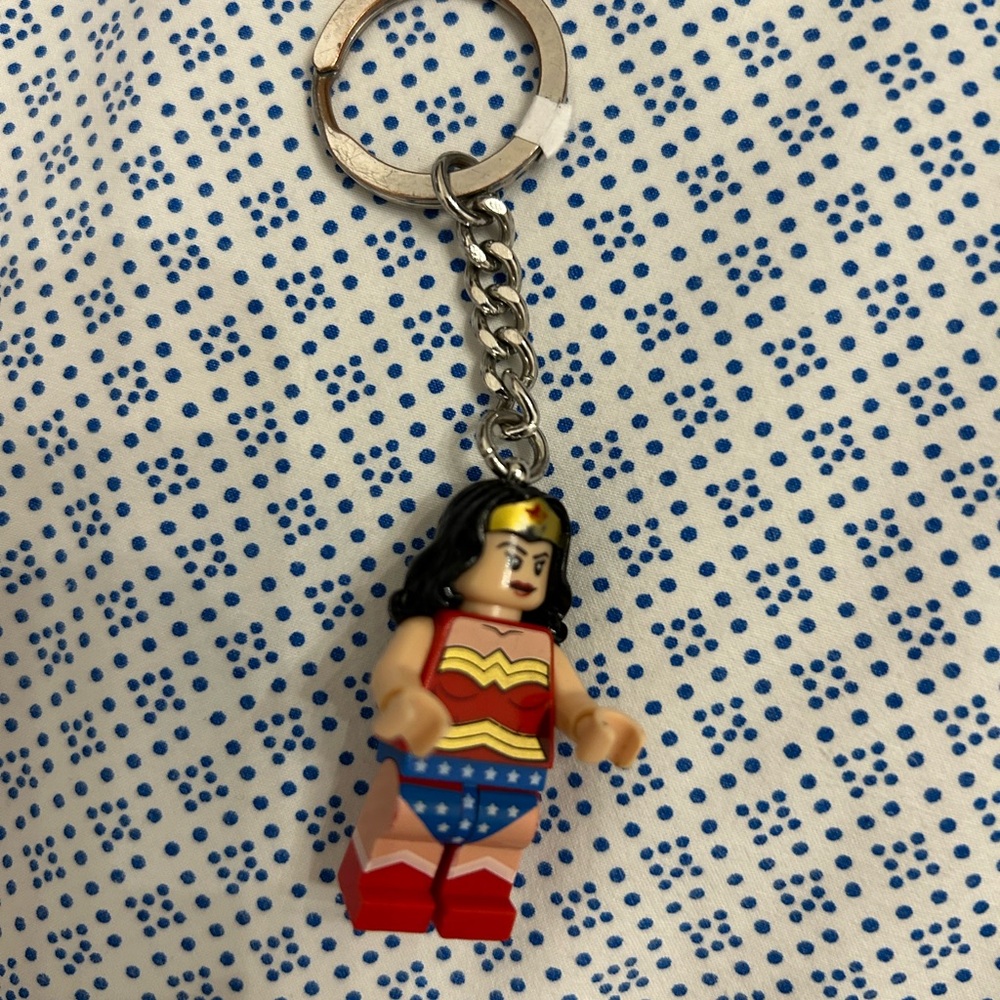 LEGO Wonder Woman Superhero Keychain with Red and Blue